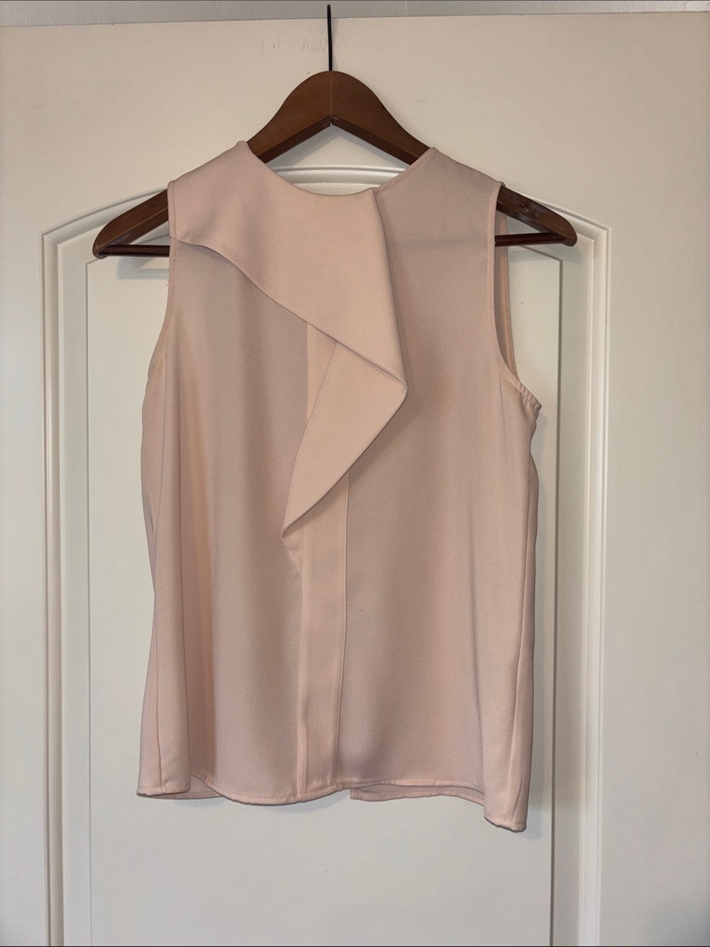 Zara Women’s XS Blush Sleeveless Front Ruffle Button Back Blouse